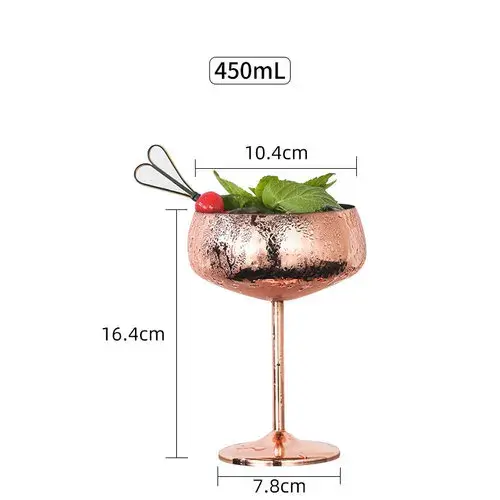 Aixiangru verre à vin à large bouche verres à Cocktail en acier inoxydable plat à Champagne en métal créatif