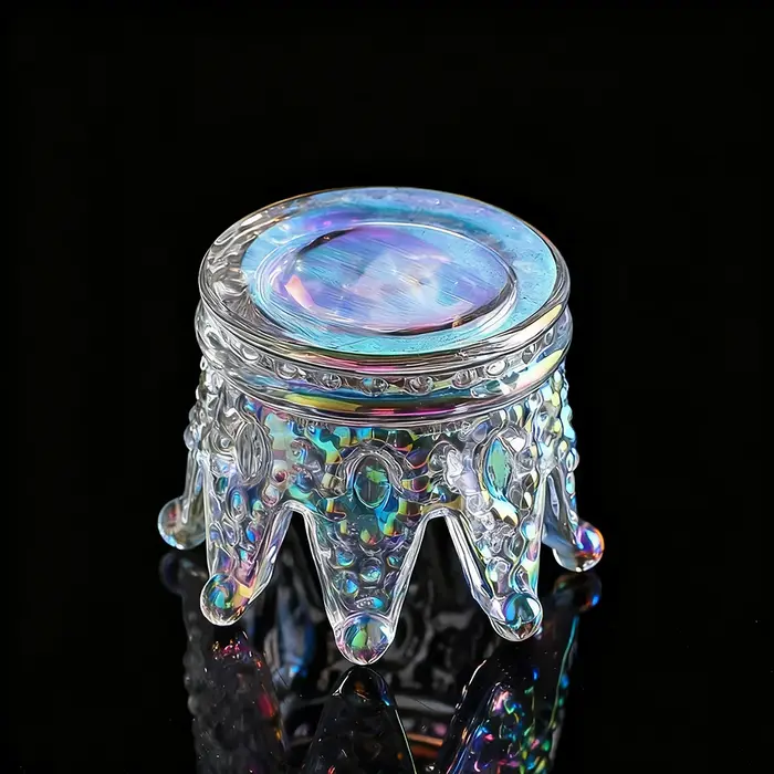 Bougeoir en verre et cristal couronne