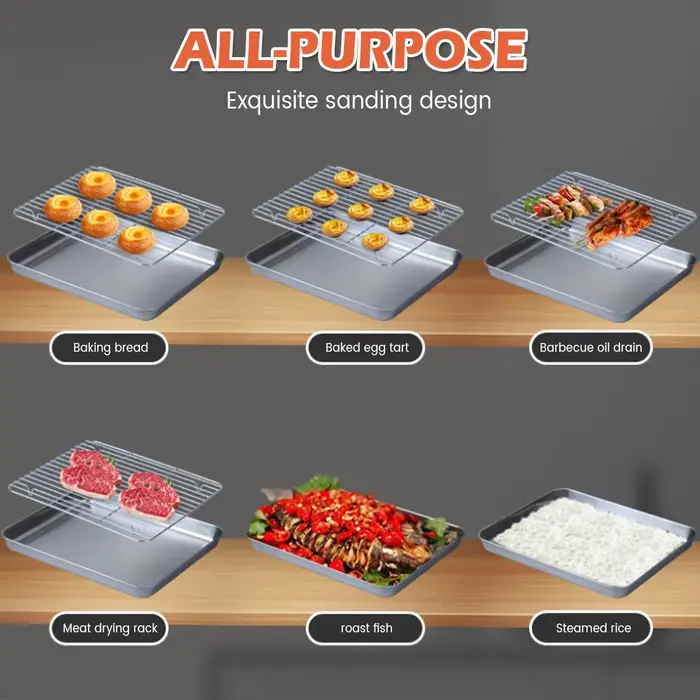 Plateau de cuisson en acier inoxydable avec support métallique, cuisson de gâteaux, barbecue, plaque