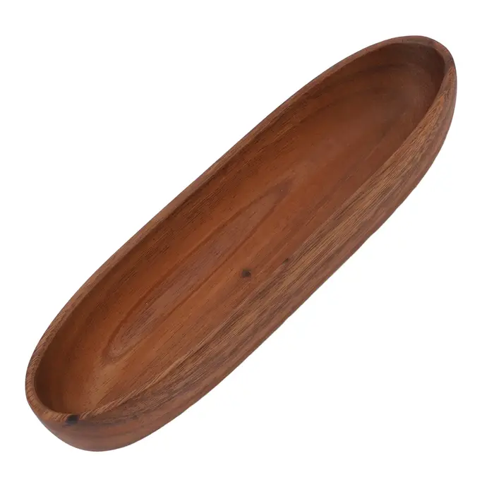 Bol à salade en bois, bol en bois multifonction en forme de bateau