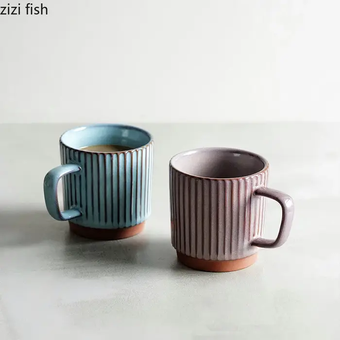 Tasse à rayures Vintage en céramique