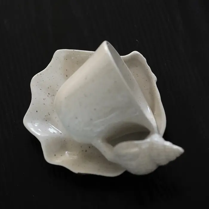 Ensemble tasse à café et soucoupe en coquillage, tasse conque en céramique, vaisselle de maison fait