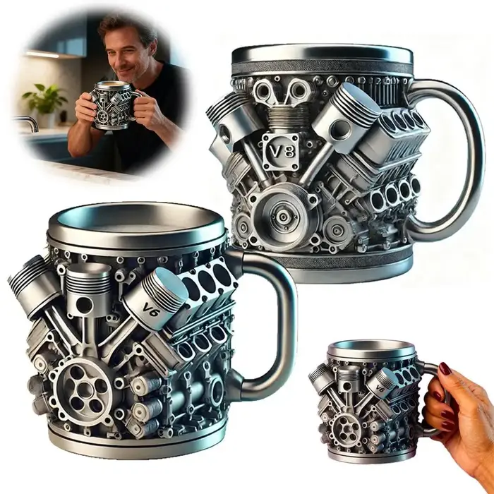 Tasse à café vintage en forme de moteur 200 ml – Mug isotherme pour les passionnés de voitures