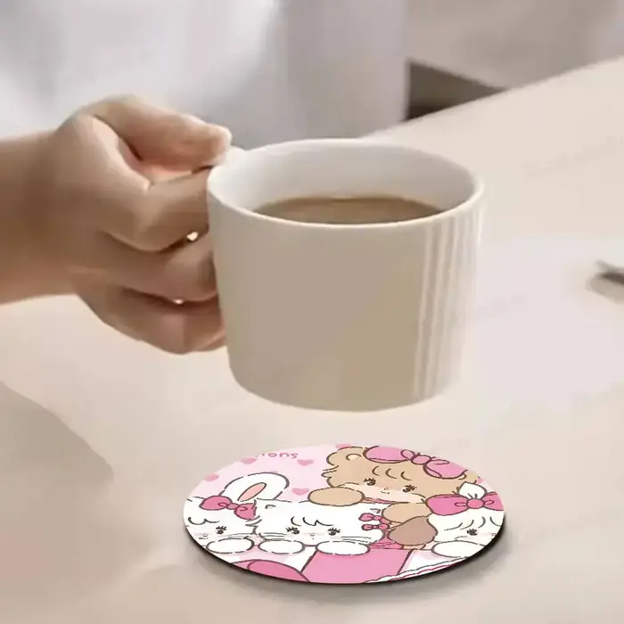Mignon dessin animé Mikko chat dessous de verre en bois café tasse à thé décoration café magasin de 