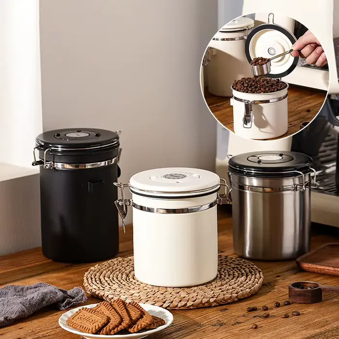 Boîte de rangement sous vide portable pour grains de café