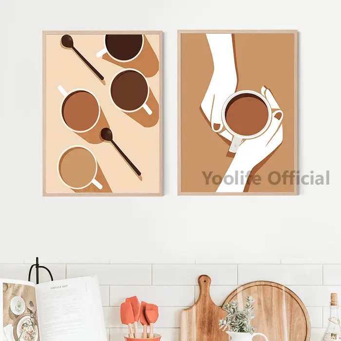 Affiche de café avec imprimés d'art