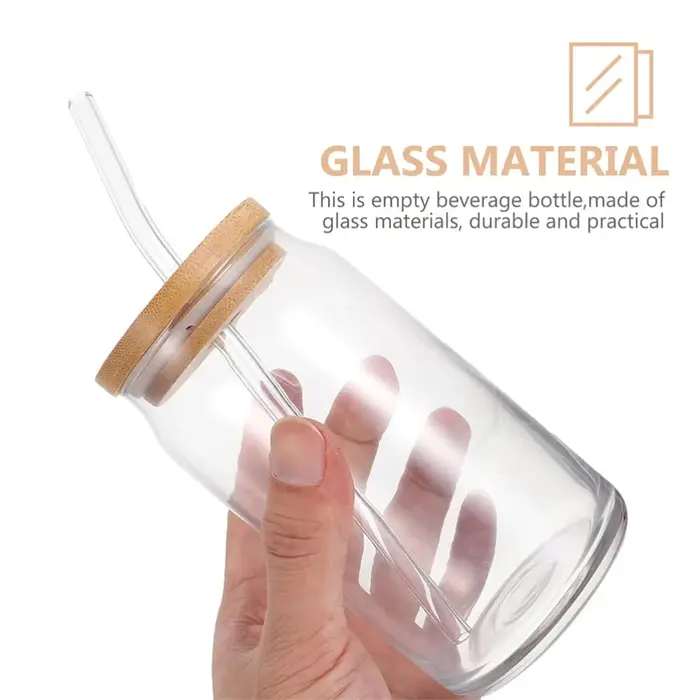 1 Pcs Disponible Mason Bocaux Café Tasse avec Pailles Couvercles Glacé