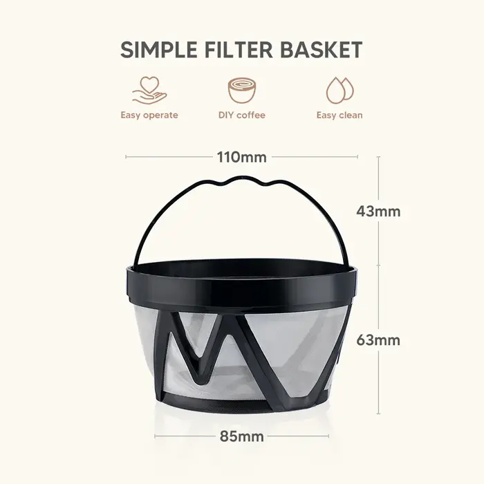 Filtre à café permanent à panier réutilisable pour les brasseurs Mr. Coffee Makers, paquet de 2 pour filtre à panier de remplacement Mr. Coffee de 8 à 12 tasses