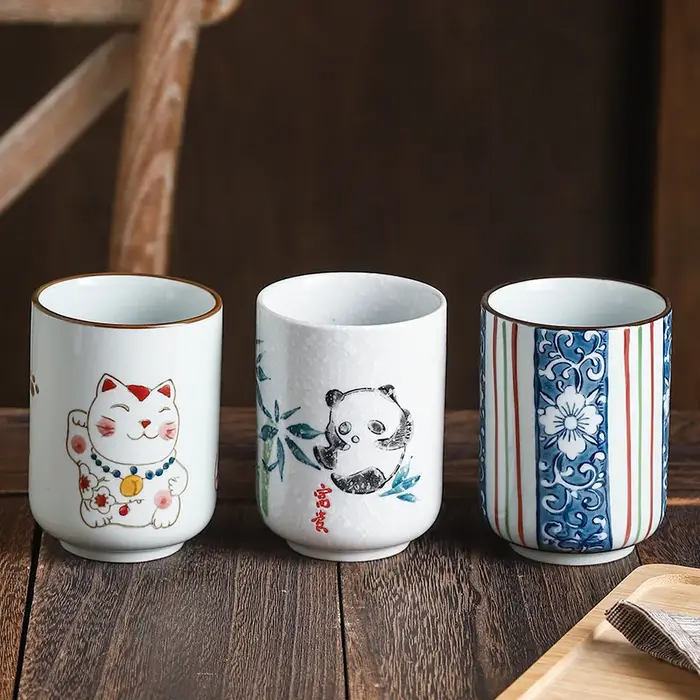 Tasse à café droite peinte à la main en céramique japonaise