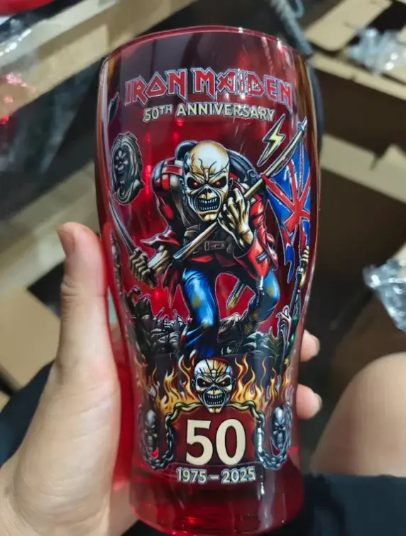 Verre à bière sur le thème des groupes de rock, verre à bière rouge de 500 ml pour le 50e anniversai