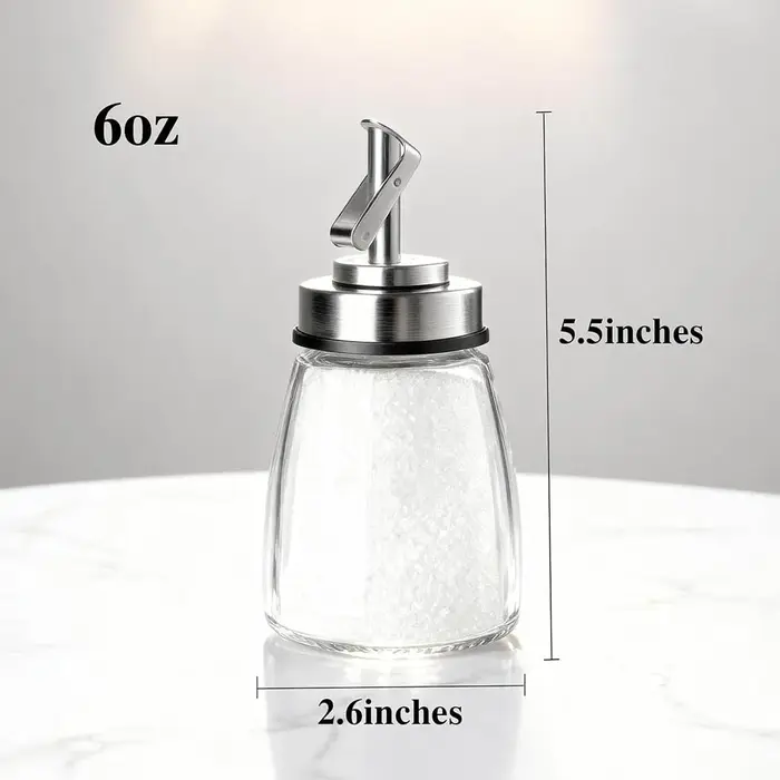 Distributeur de sucre en verre avec couvercle en acier inoxydable