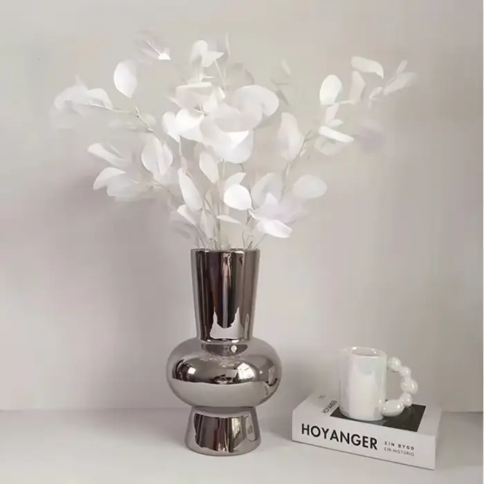 Vase à fleurs miroir argenté