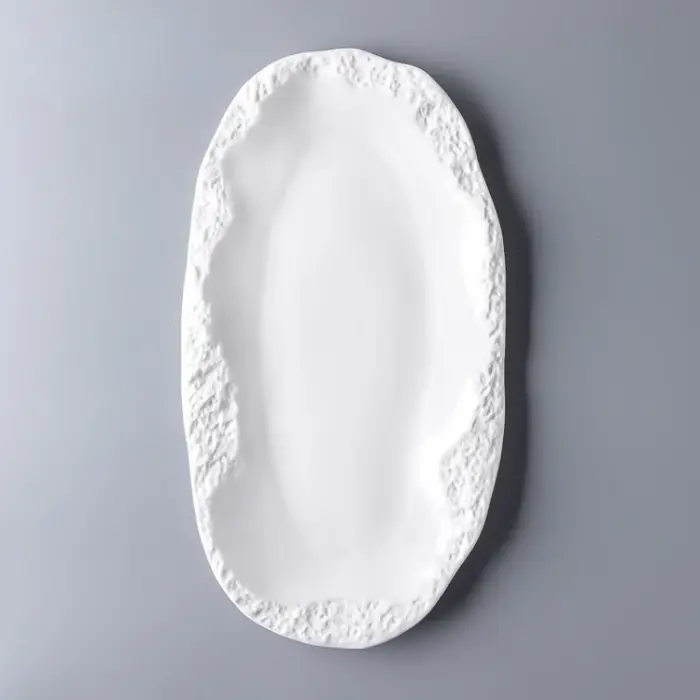Assiette de nourriture occidentale en céramique avec motif de pierre