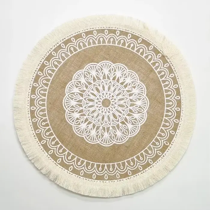 Napperon Rond Antidérapant en Jute pour Table à Manger, Accessoires de Décoration de Cuisine, pour C