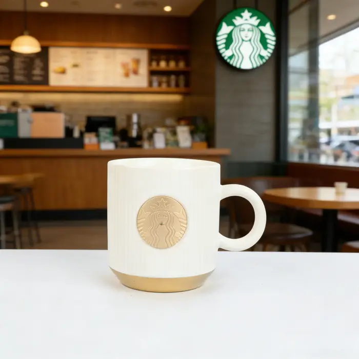 Mug en céramique blanc vintage Starbucks Gold Siren