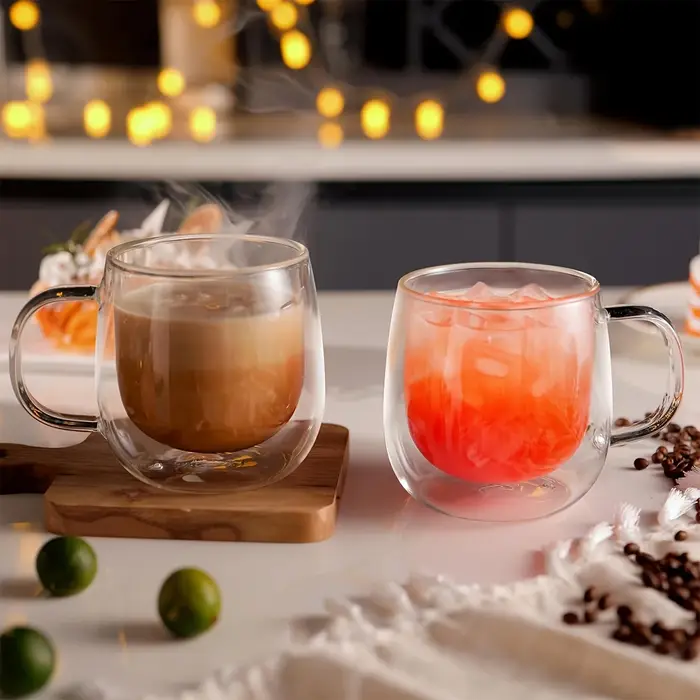 Paquet de 2 tasses à café en verre-ensemble