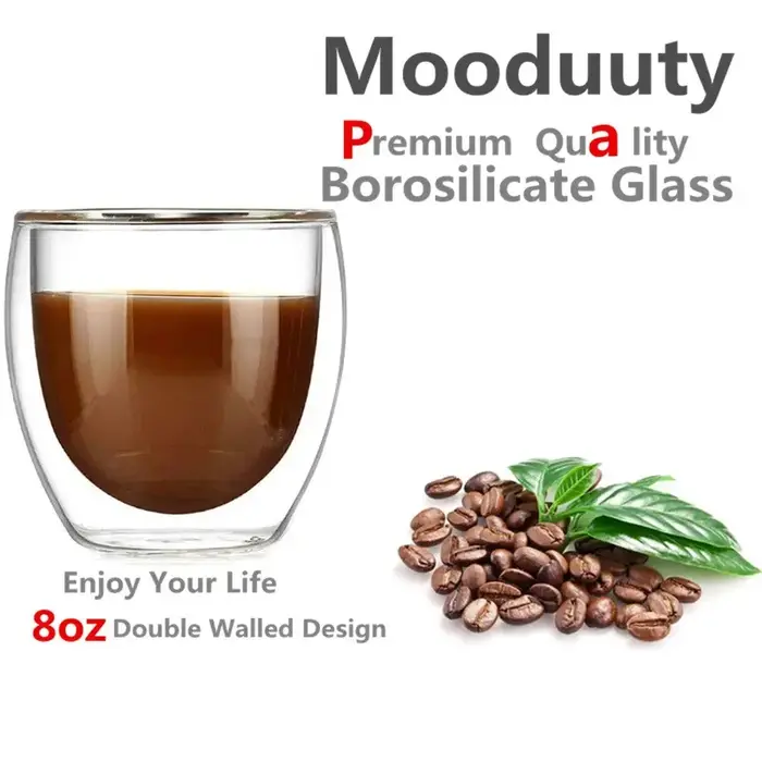 6 pièces Double paroi tasse en verre 80ml tasses mignonnes