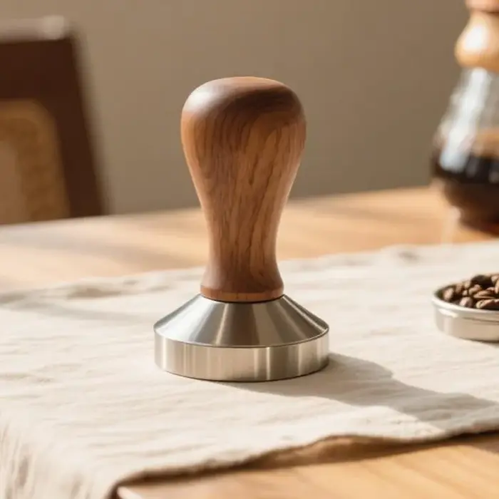 Presse à café poudre marteau manche en bois massif 304 acier inoxydable