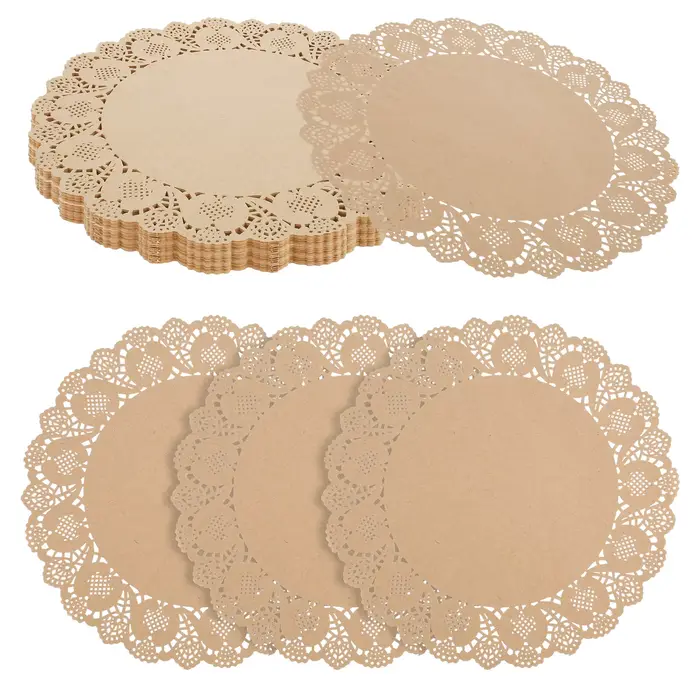 100 pièces napperons ronds dentelle papier napperons jetables pour la nourriture gâteaux tapis fête 