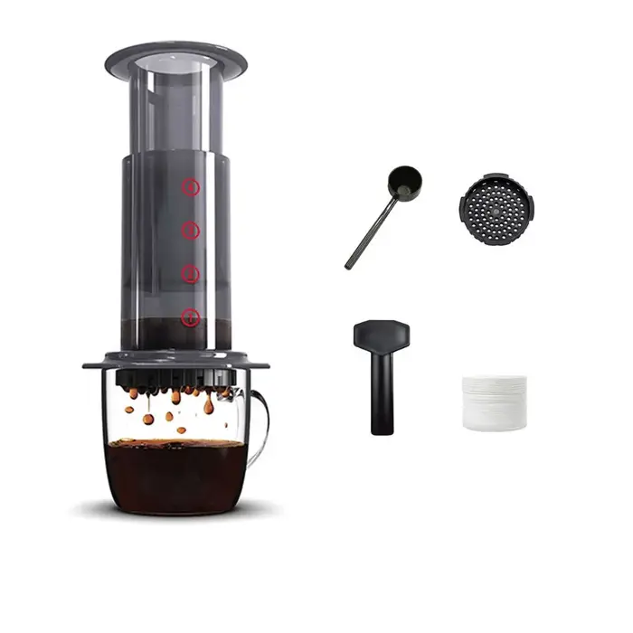 Partager Pot Portable bouilloire à café Transparent Style français presse cafetière anti-dérapant léger main Verser