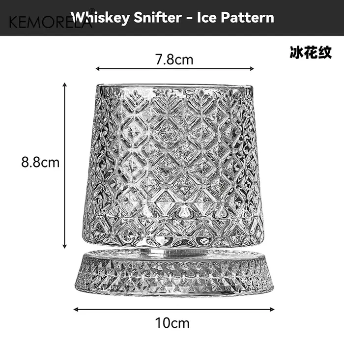 1 verre à whisky rotatif avec base en verre