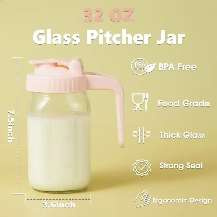 Pot Mason en verre transparent avec poignée et couvercle