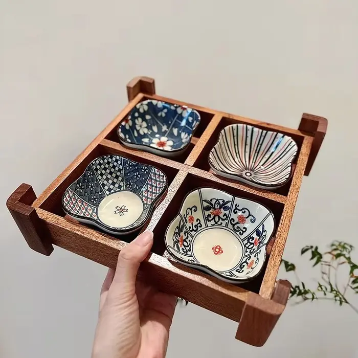 Plateau à thé japonais en bois de Sapele