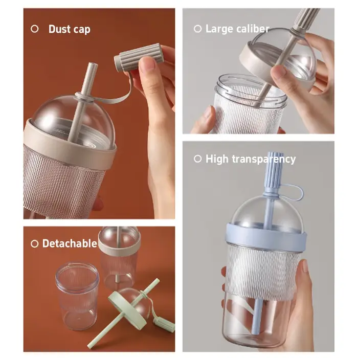 Gobelet de voyage réutilisable pour café 17oz avec couvercle et paille