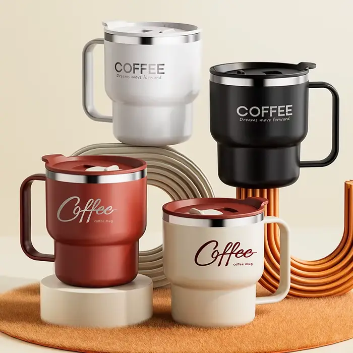 WORTHBUY 304 tasse à café isolée à Double paroi en acier inoxydable avec poignée Portable étudiants
