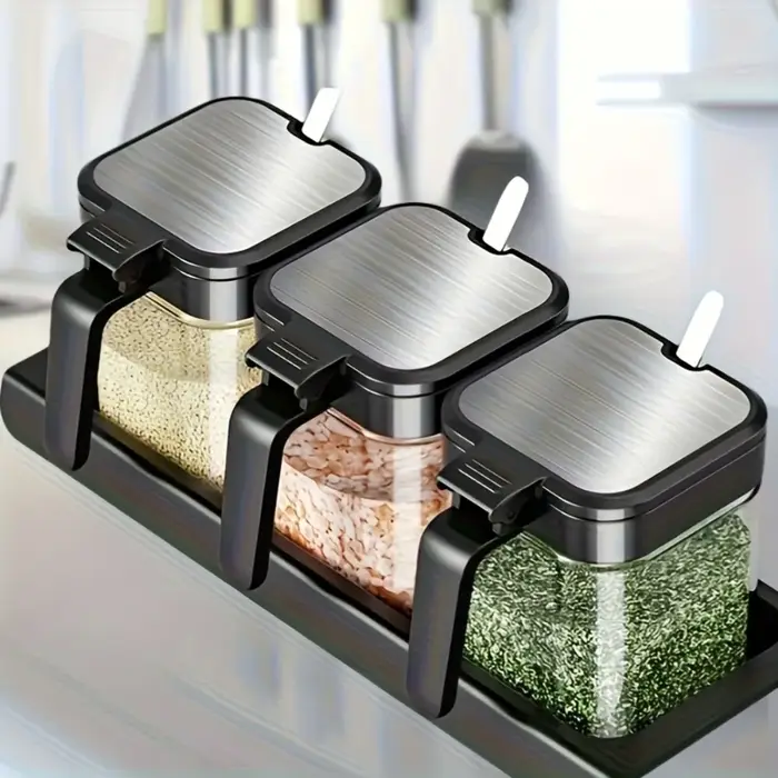 Pots à épices en verre avec cuillère