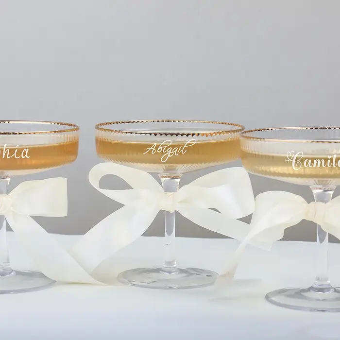 Verres à Champagne côtelés personnalisés