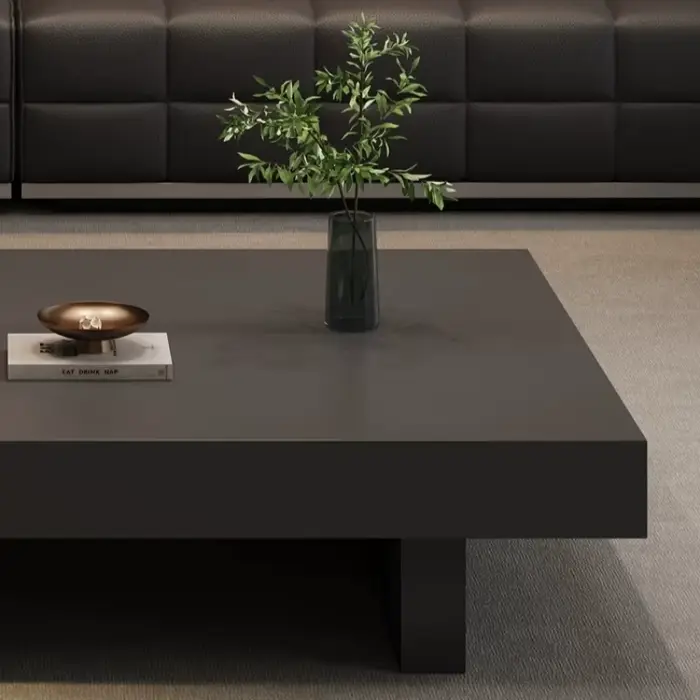 Table basse nordique moderne grande et noire avec rangement