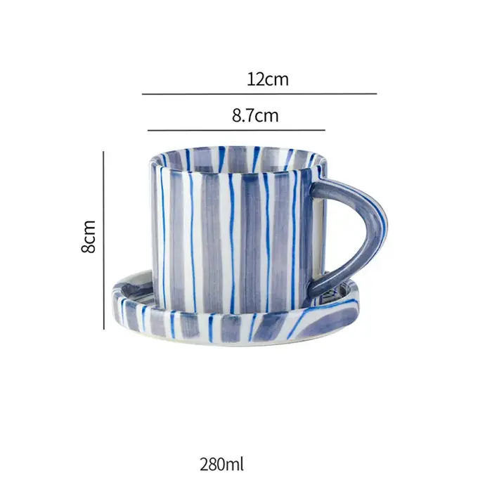 Tasse à café et thé de l'après-midi de 280ml/9.5oz, ensemble de tasses et assiettes dessinées à la m