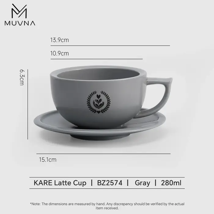 Ensemble de tasses à café en céramique MUVNA 280 ml avec soucoupe, 9 oz, pour latte, cappuccino, thé