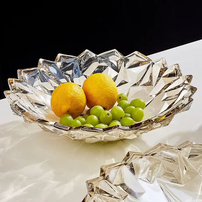 Assiette de fruits en cristal de verre