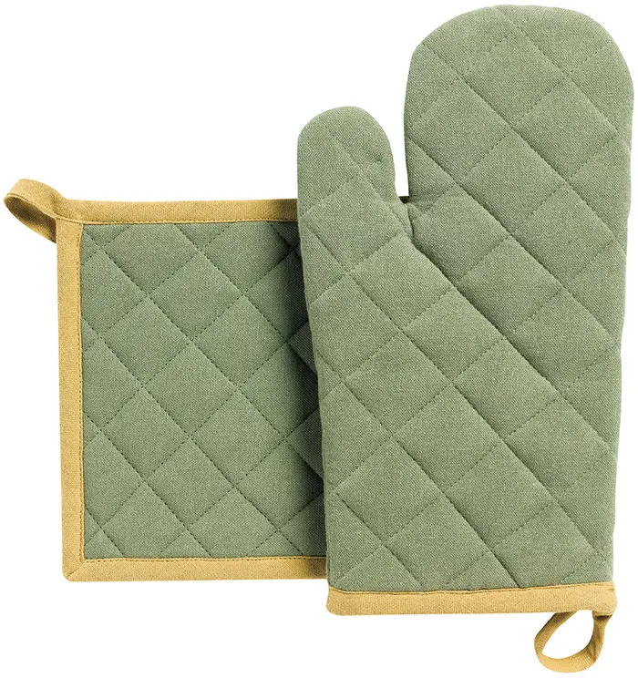 Lot gant de cuisine/manique recycl Grace Matcha 18 x 32