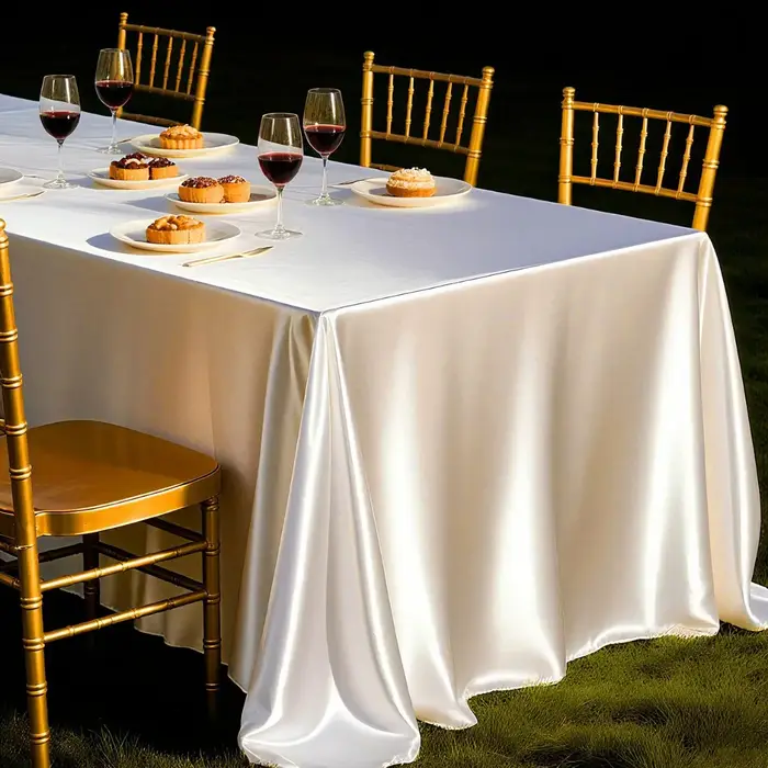 Nappe en satin or champagne