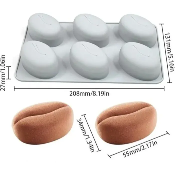 Moule en silicone à 6 cavités en forme de grains de café
