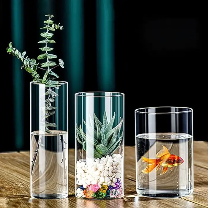 Bougeoir en verre contemporain cylindres