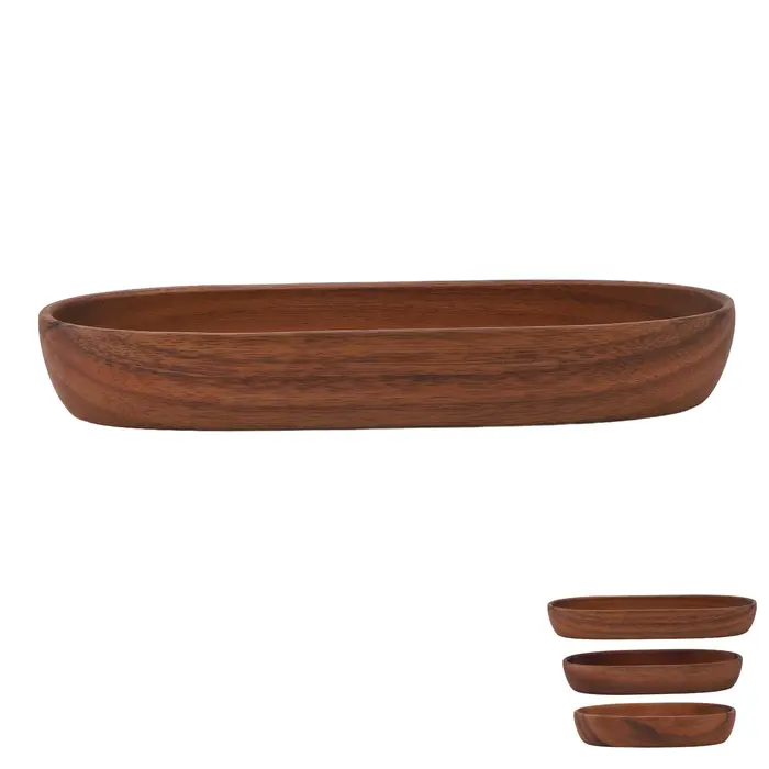 Bol à salade en bois, bol en bois multifonction en forme de bateau