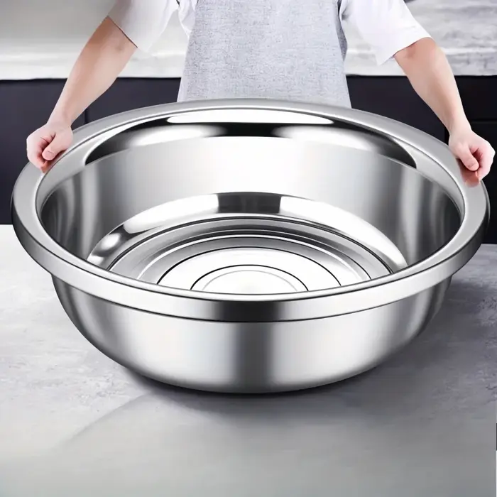 Bols à salade de cuisson en métal surdimensionné de 36cm, bol de lavage de grande capacité, ensemble