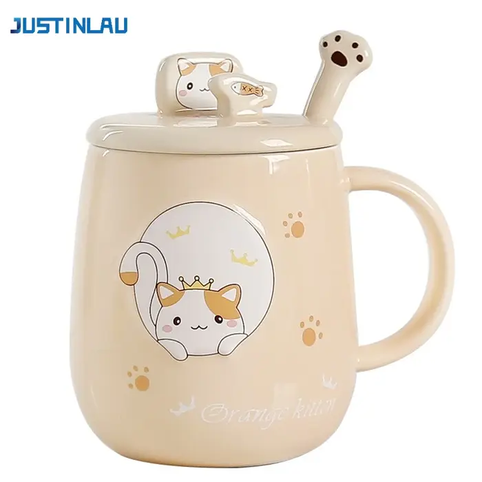 JUSTINLAU tasse chat avec couvercle et bec créativité