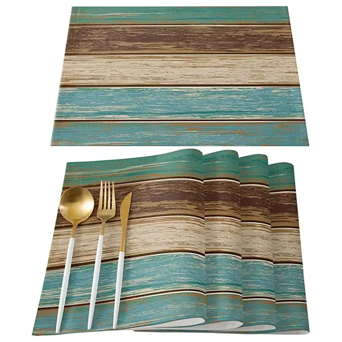 Set de 4 napperons en bois de grange rustique rétro, linge de bergame, décoration de table pour cuisine et table à manger