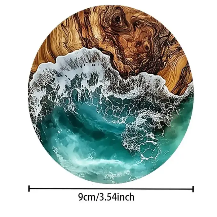 Ensemble de sous-verres à motif de vagues océaniques et de grain de bois
