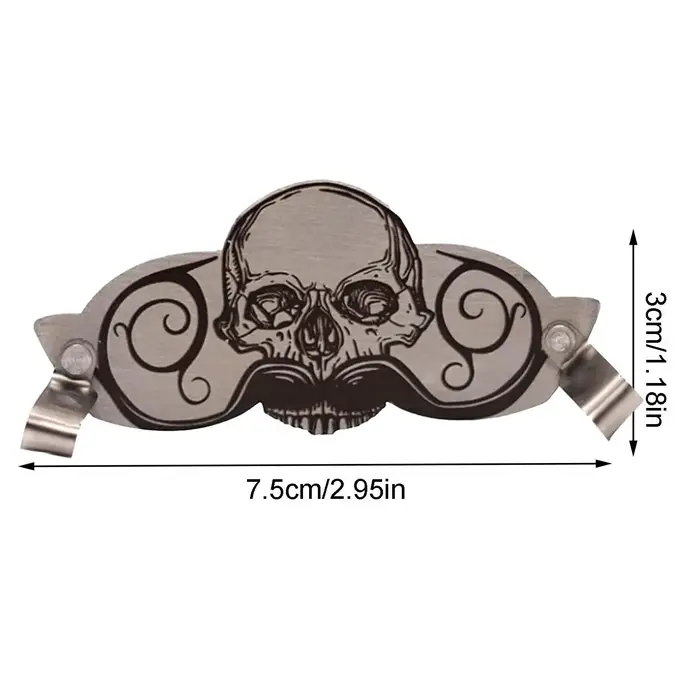 Protège-moustache décoratif en acier inoxydable motif crâne pour tasses – Accessoire innovant pour boissons