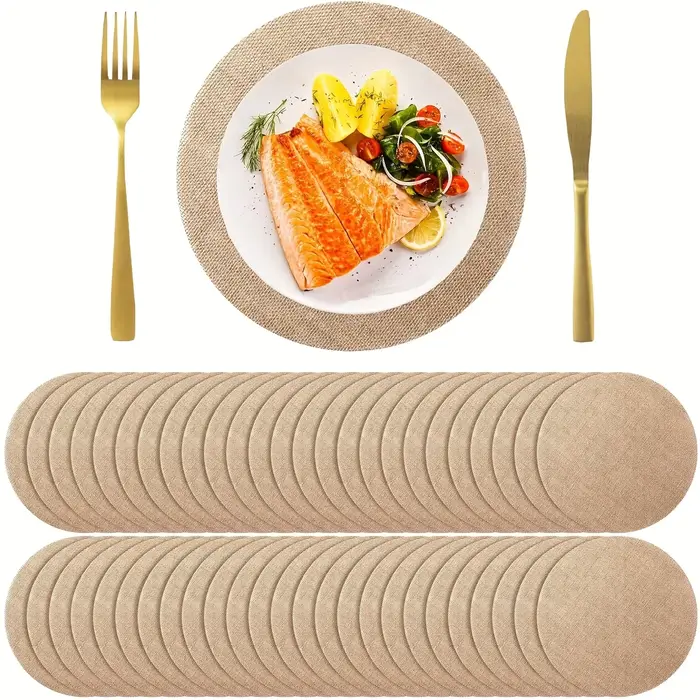 6 pièces de sets de table ronds en jute naturelle