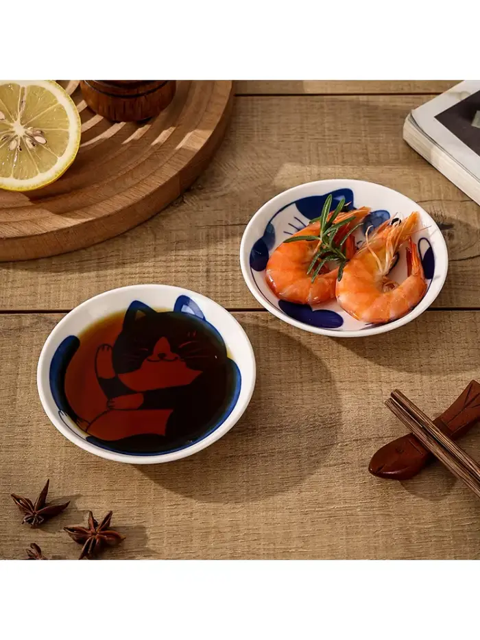 Plat à Sauce à Dessert en céramique de Style japonais, vaisselle créative et mignonne, motif de chat