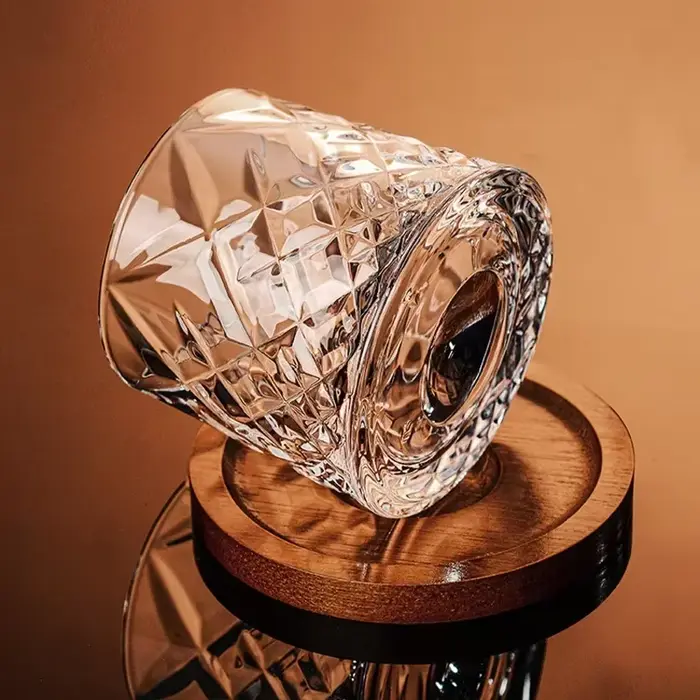 Verre à whisky avec Base, verres à whisky en cristal rotatifs, verre de brandy pour vin, verres pour