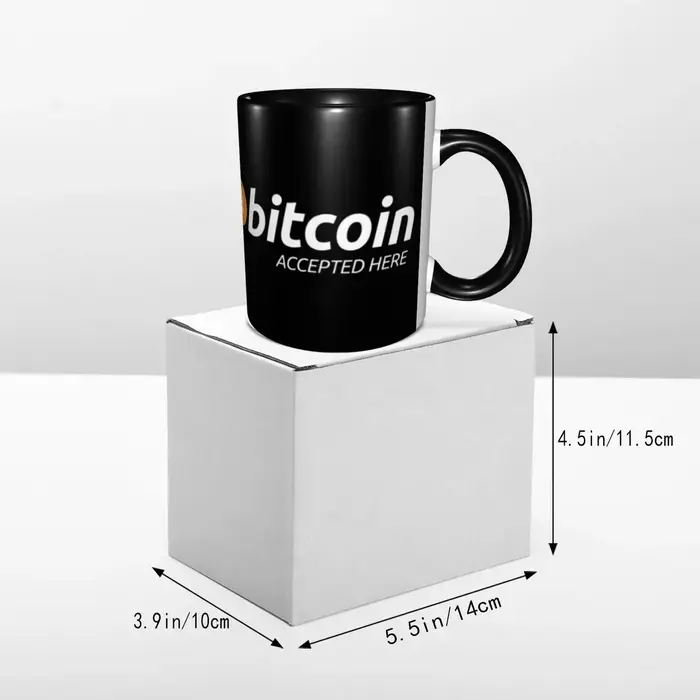 Bitcoin accepté ici tasse à café bricolage personnalisé en céramique thé lait
