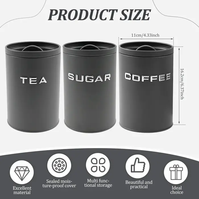 Pot rond en métal pour thé, café, sucre, récipient de cuisine avec couvercle hermétique, pot de stoc
